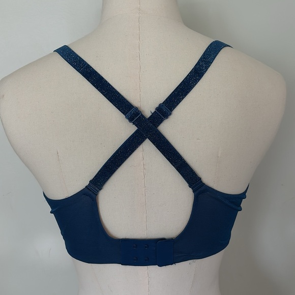 Victoria’s Secret Lined Perfect Coverage Bra Shimmer Blue Convertible Straps - Picture 8 of 11
